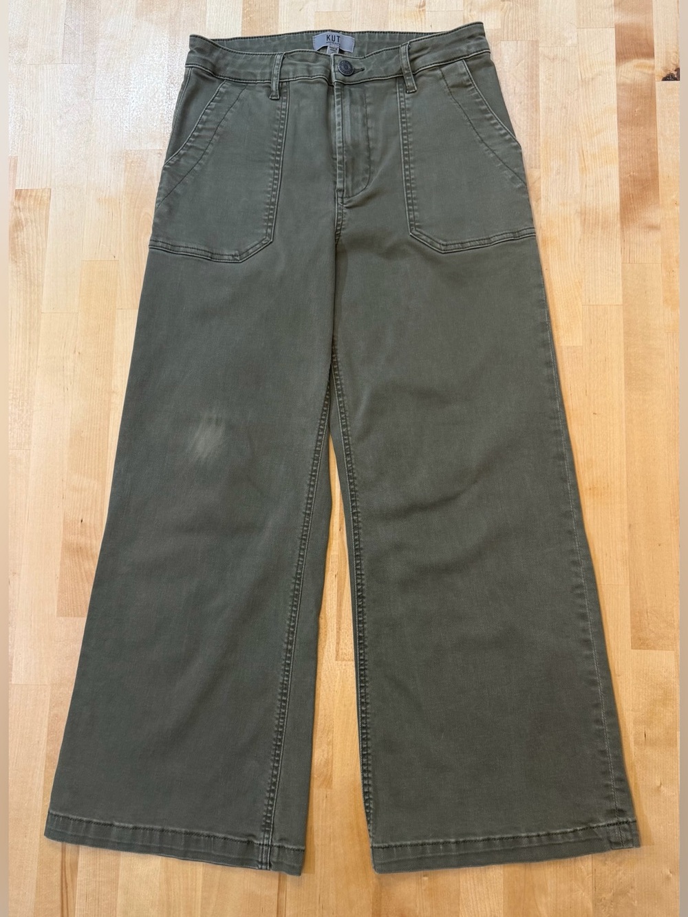 KUT from the Kloth Meg High Waist Wide Leg Utility Pants Olive Green